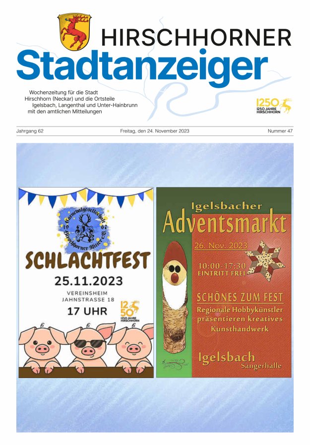Hirschhorner Stadtanzeiger Titelblatt 47/2023