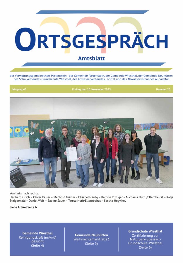 Ortsgespräch - Amtsblatt der VG Partenstein und ihrer Körperschaften Titelblatt 23/2023