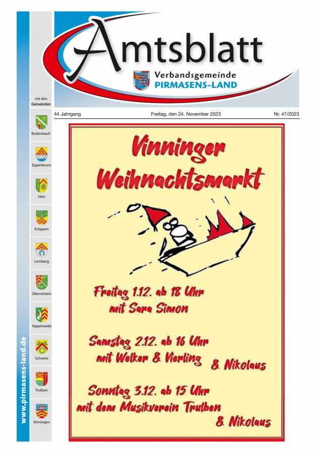 Amtsblatt VG Pirmasens-Land Titelblatt 47/2023