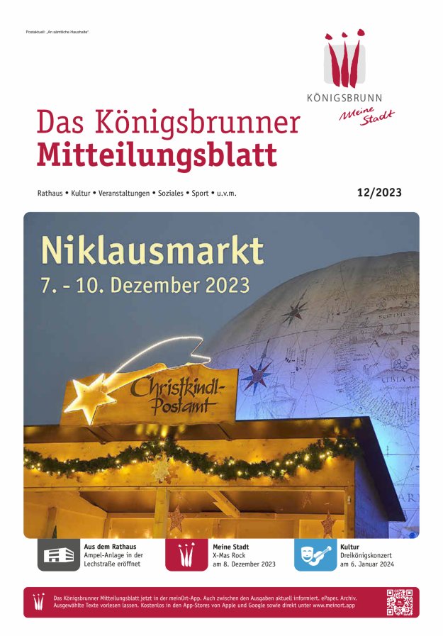 Königsbrunner Mitteilungsblatt Titelblatt 12/2023