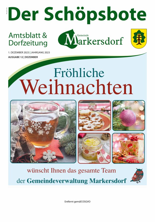 Amtsblatt und Dorfzeitung der Gemeinde Markersdorf Titelblatt 12/2023