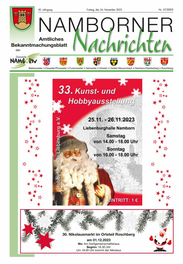 Namborner Nachrichten Titelblatt 47/2023