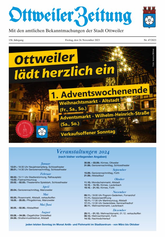 Ottweiler Zeitung Titelblatt 47/2023