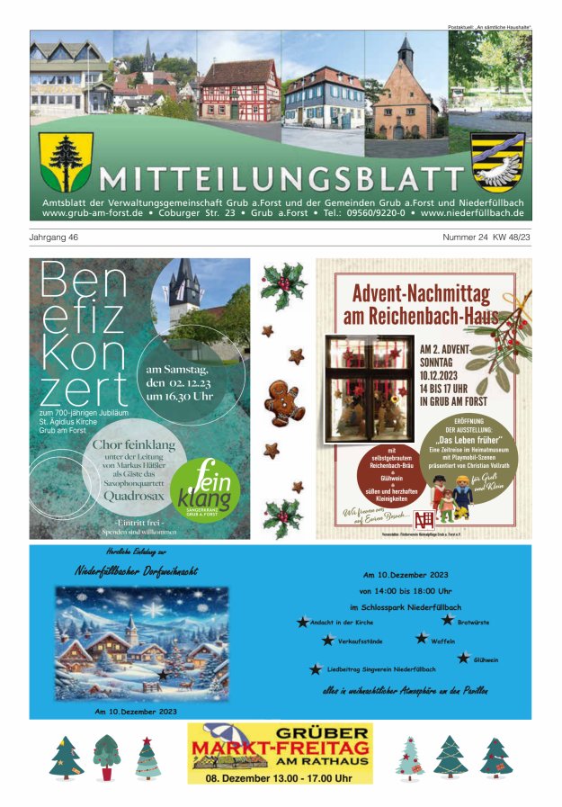 Amts- und Mitteilungsblatt der VGem Grub a.Forst Titelblatt 24/2023