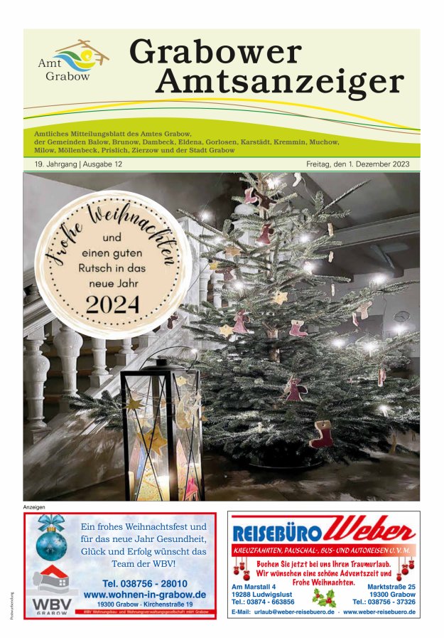 Grabower Amtsanzeiger Titelblatt 12/2023