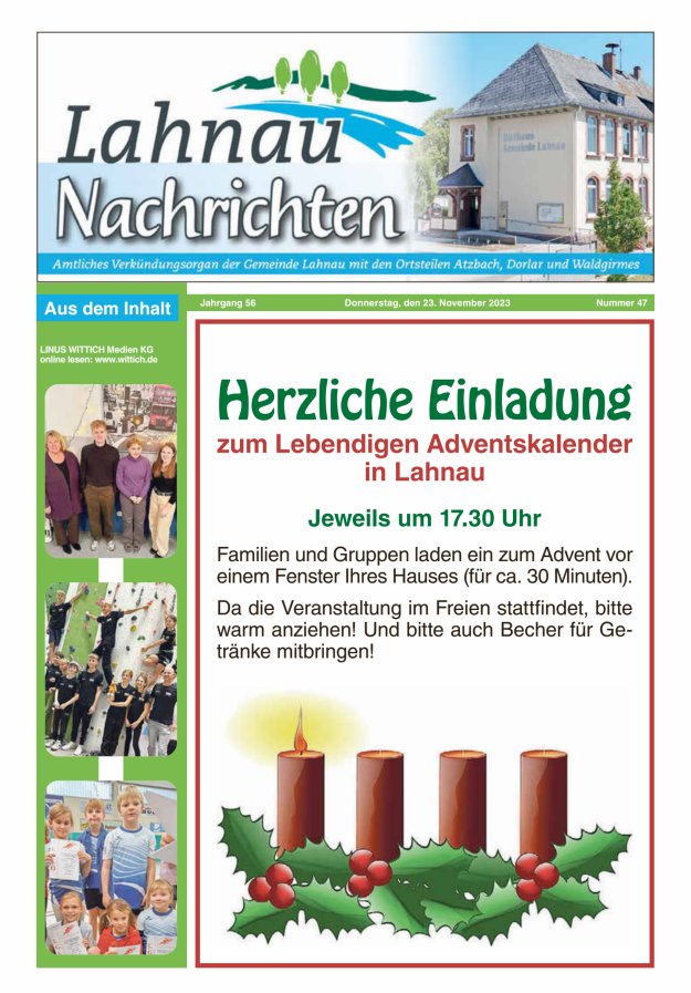 Lahnau Nachrichten Titelblatt 47/2023