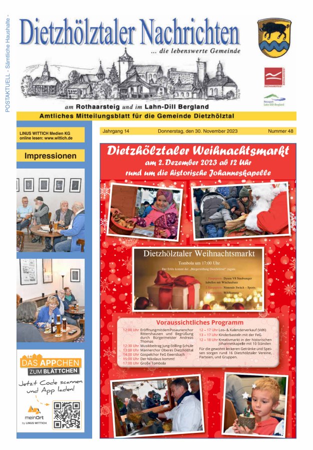Dietzhölztaler Nachrichten Titelblatt 48/2023