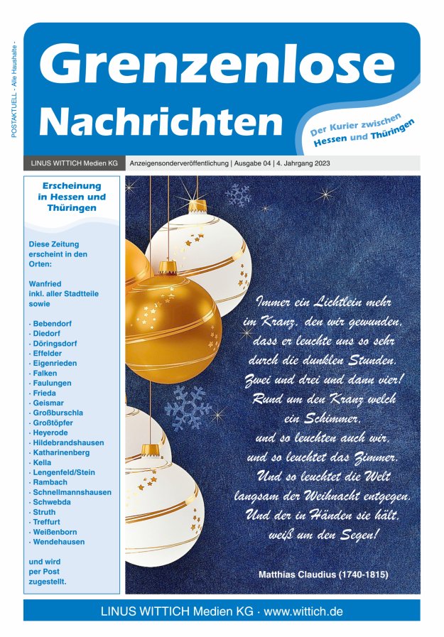 Grenzenlose Nachrichten Titelblatt 04/2023