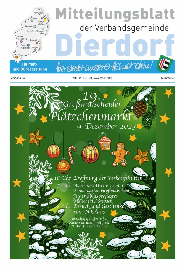 Mitteilungsblatt der Verbandsgemeinde Dierdorf Titelblatt 48/2023