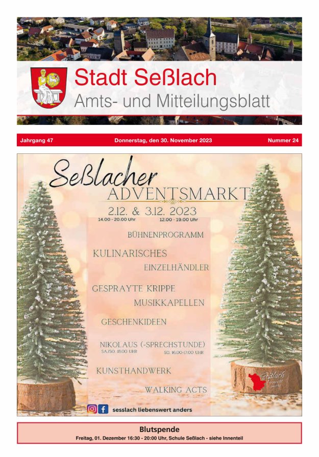 Amts- und Mitteilungsblatt Stadt Seßlach Titelblatt 24/2023