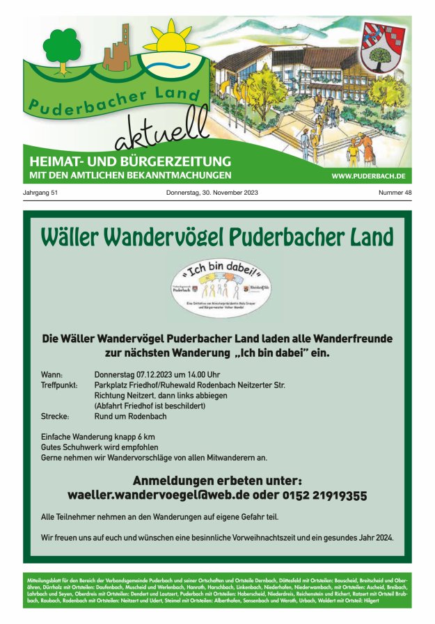 Puderbacher Land aktuell Titelblatt 48/2023