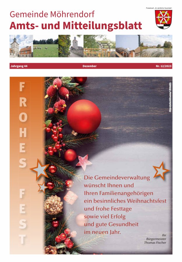 Amts- und Mitteilungsblatt Gemeinde Möhrendorf Titelblatt 12/2023