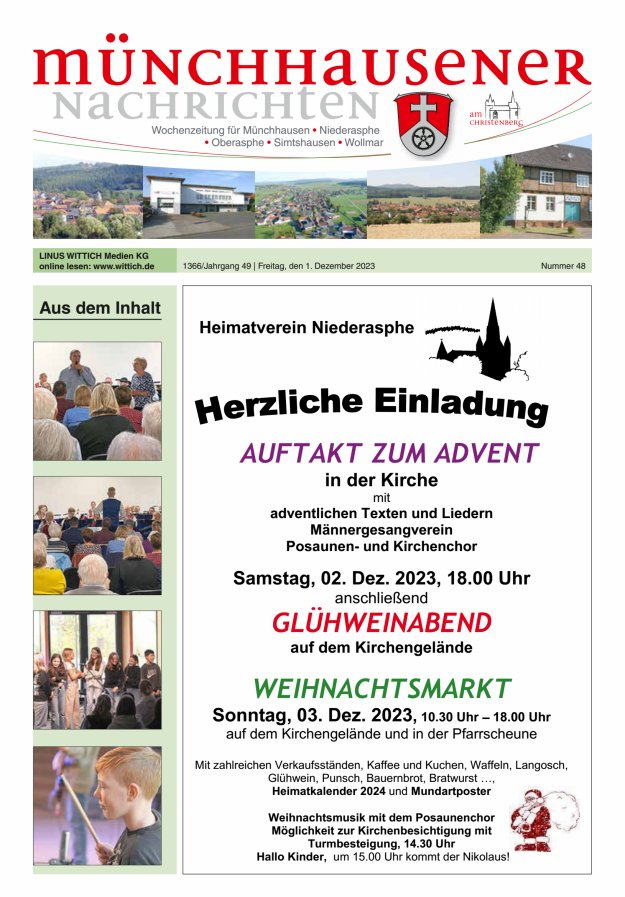 Münchhausener Nachrichten Titelblatt 48/2023