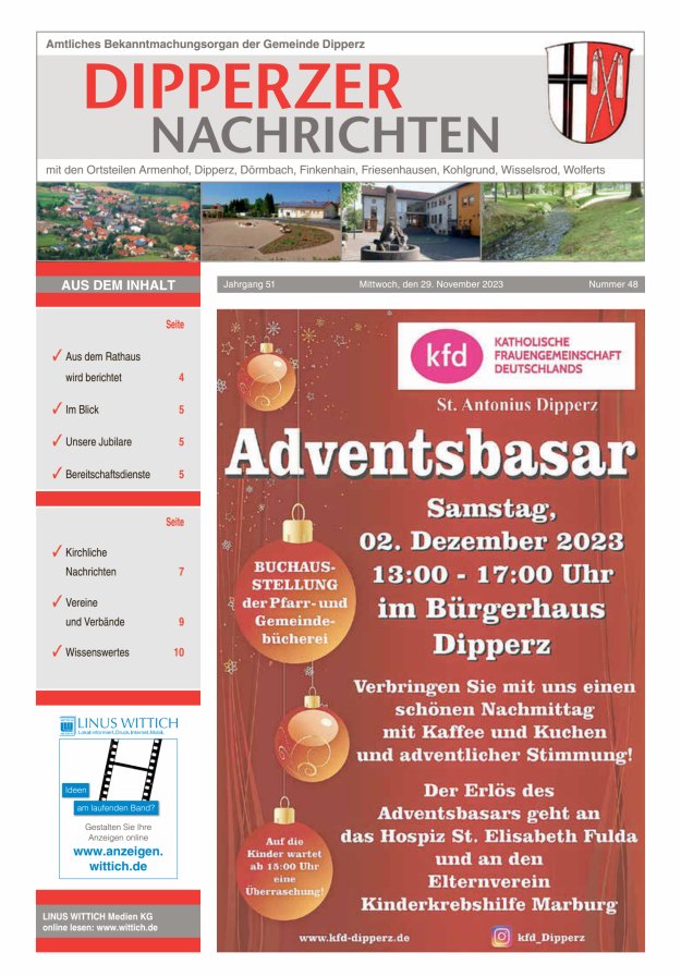 Dipperzer Nachrichten Titelblatt 48/2023