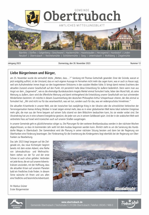 Obertrubach Titelblatt 12/2023