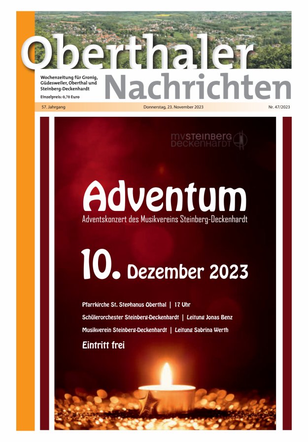 Oberthaler Nachrichten Titelblatt 47/2023
