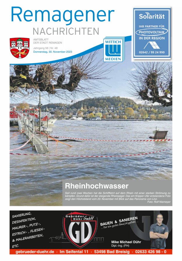 Remagener Nachrichten Titelblatt 48/2023