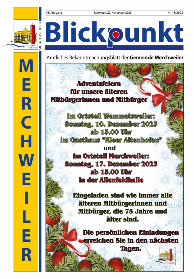 Blickpunkt Merchweiler Titelblatt 48/2023