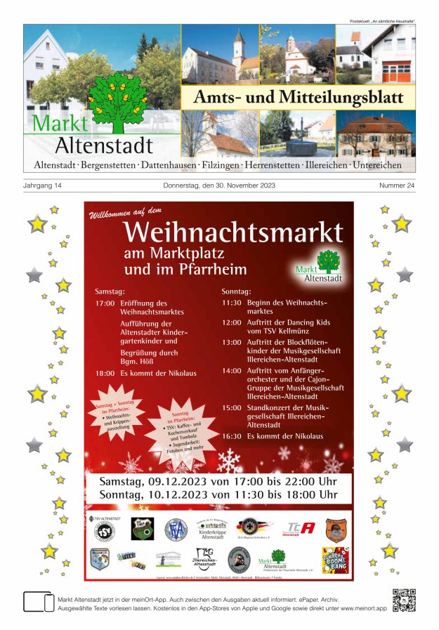 Amts- und Mitteilungsblatt des Marktes Altenstadt Titelblatt 24/2023