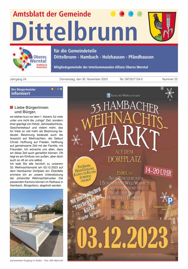 Amtsblatt der Gemeinde Dittelbrunn Titelblatt 22/2023