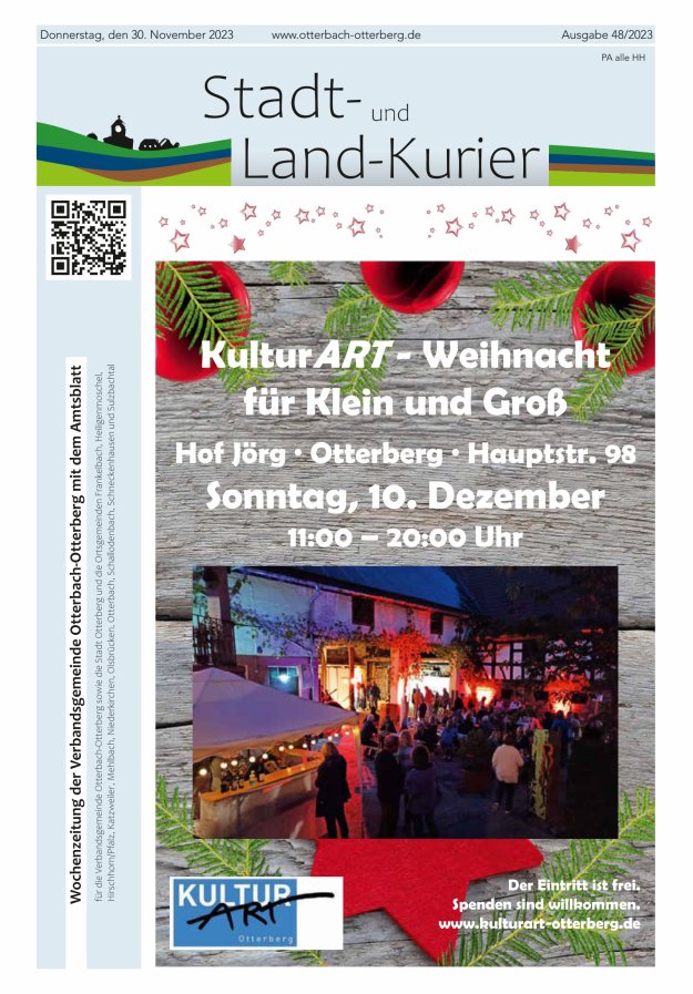 Stadt- und Land-Kurier Otterbach-Otterberg Titelblatt 48/2023