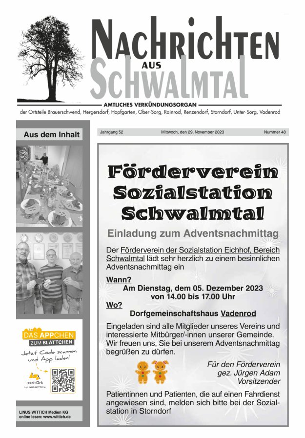Nachrichten aus Schwalmtal Titelblatt 48/2023