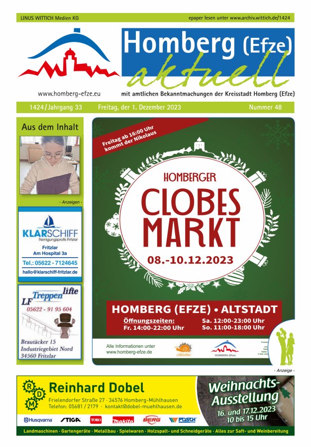 Homberg Efze aktuell Titelblatt 48/2023