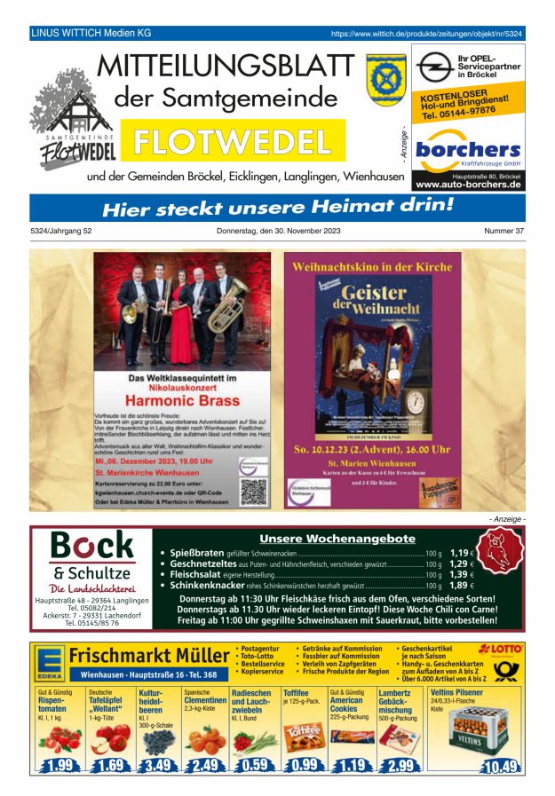Mitteilungsblatt der Samtgemeinde Flotwedel Titelblatt 37/2023