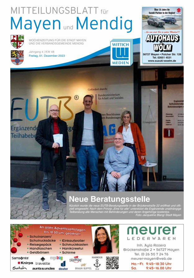 Mitteilungsblatt für Mayen und Mendig Titelblatt 48/2023