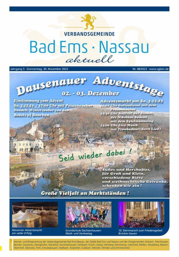 Bad Ems-Nassau aktuell Ausgabe Nassau Titelblatt 48/2023