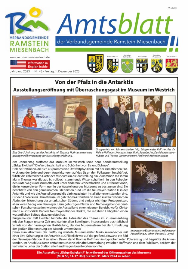 Amtsblatt VG Ramstein-Miesenbach Titelblatt 48/2023