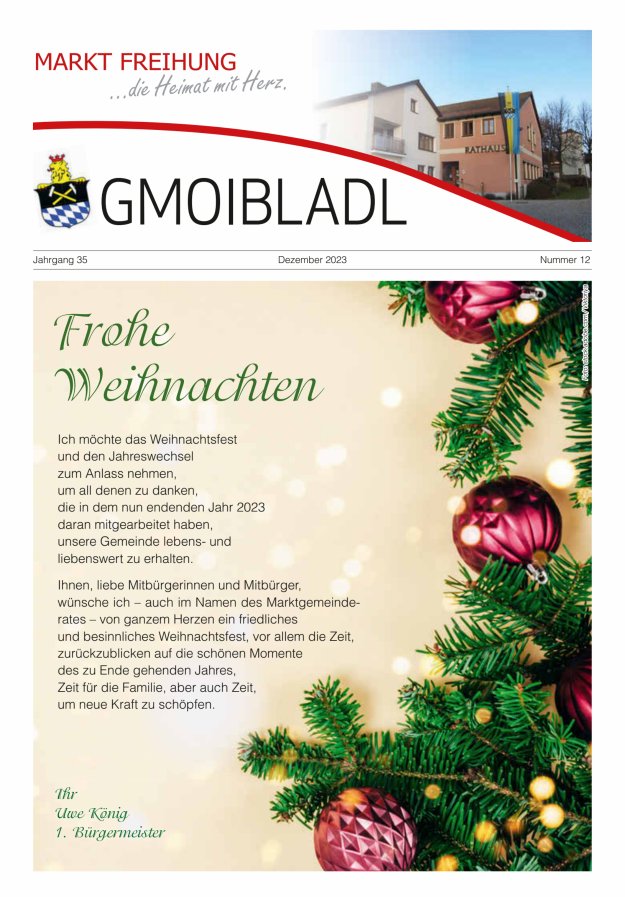 Markt Freihung Mitteilungsblatt Titelblatt 12/2023