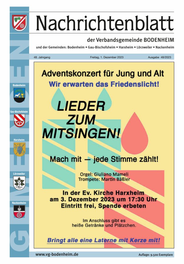 Nachrichtenblatt der VG Bodenheim              Titelblatt 48/2023