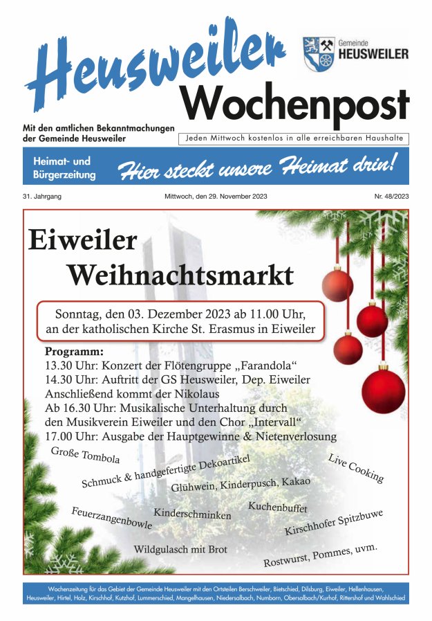 Heusweiler Wochenpost Titelblatt 48/2023