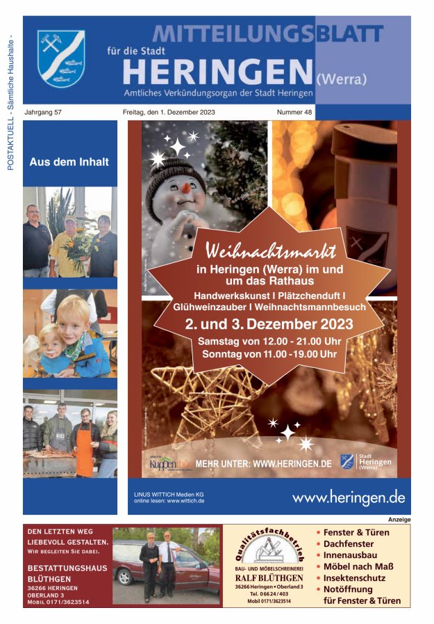 Mitteilungsblatt Heringen Titelblatt 48/2023