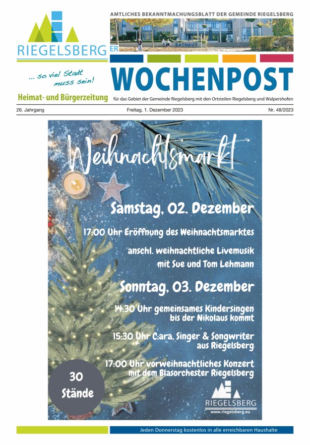 Riegelsberger Wochenpost Titelblatt 48/2023