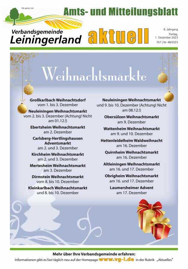 VG Leiningerland aktuell Titelblatt 48/2023