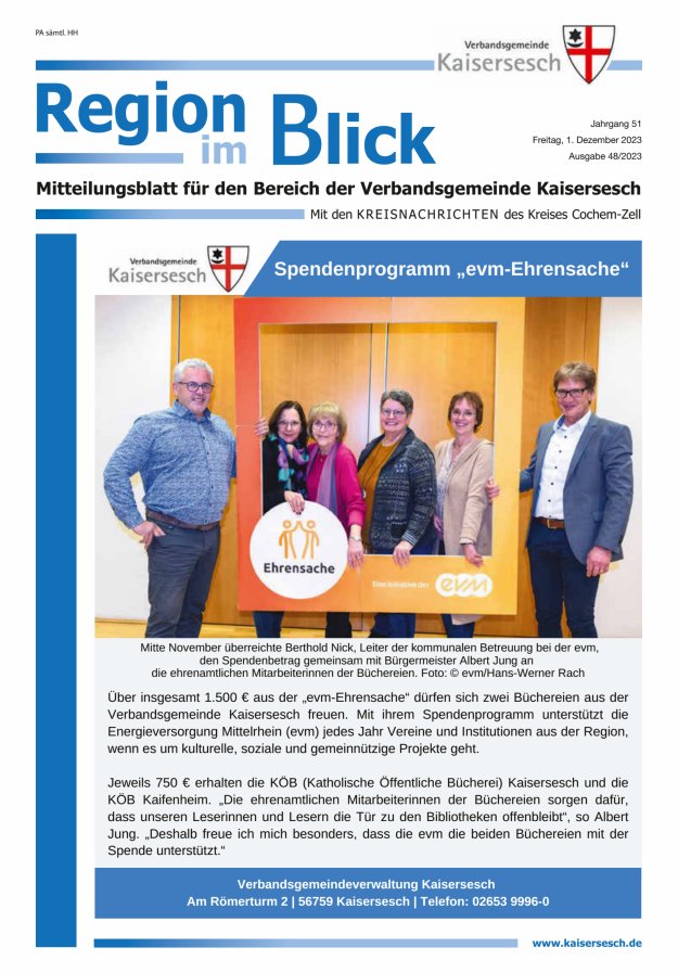 Region im Blick VG Kaisersesch Titelblatt 48/2023