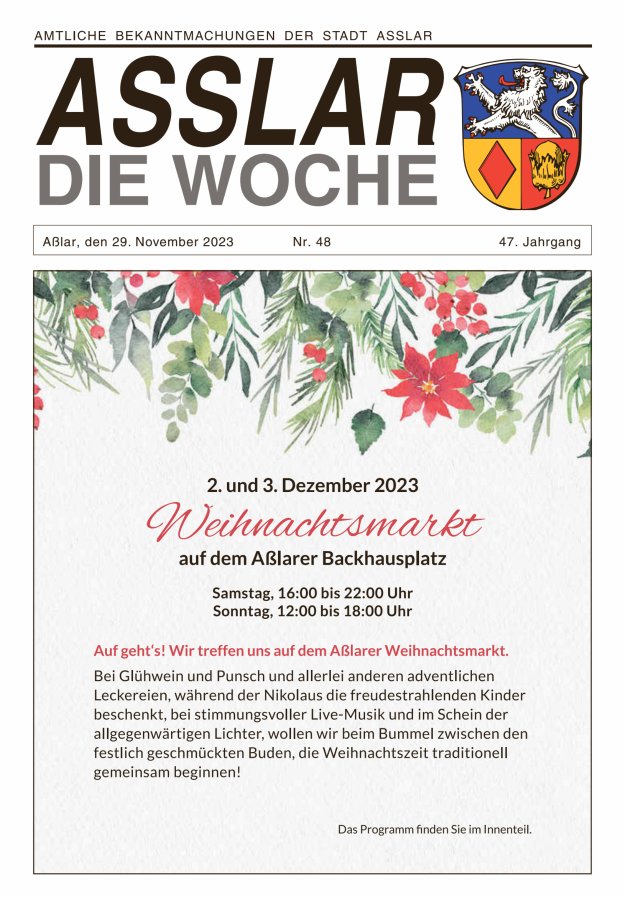 Asslar - Die Woche Titelblatt 48/2023