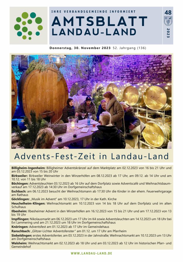 Amtsblatt VG Landau-Land Titelblatt 48/2023