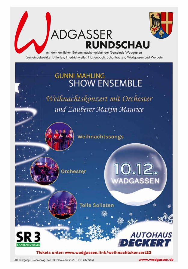Wadgasser Rundschau Titelblatt 48/2023