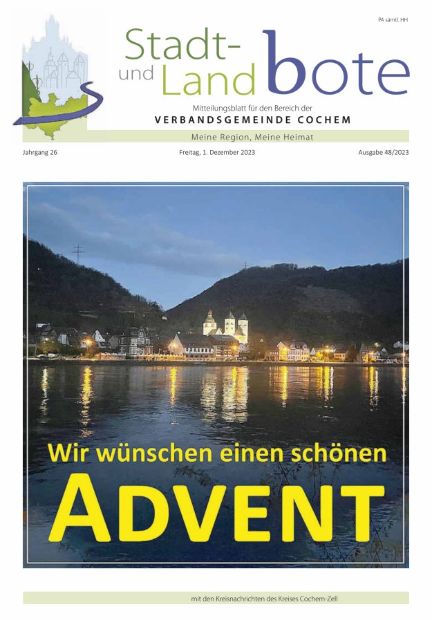 Stadt- und Landbote VG Cochem Titelblatt 48/2023