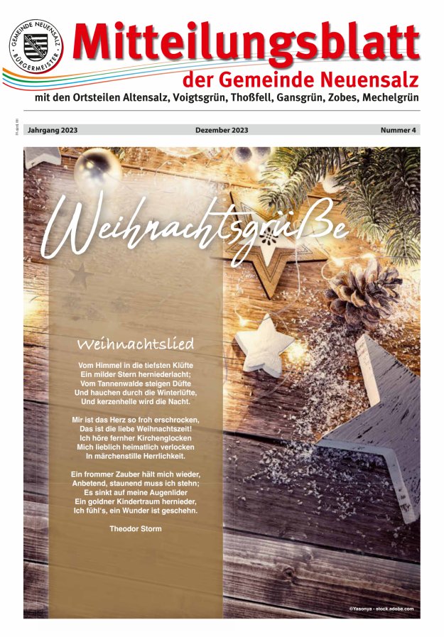 Mitteilungsblatt der Gemeinde Neuensalz Titelblatt 04/2023