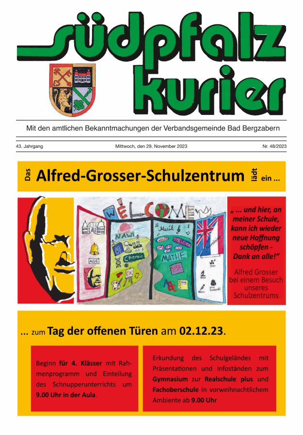 Südpfalz Kurier - VG Bad Bergzabern Titelblatt 48/2023
