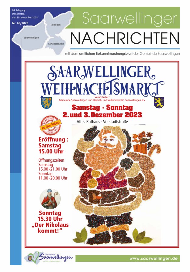Saarwellinger Nachrichten Titelblatt 48/2023