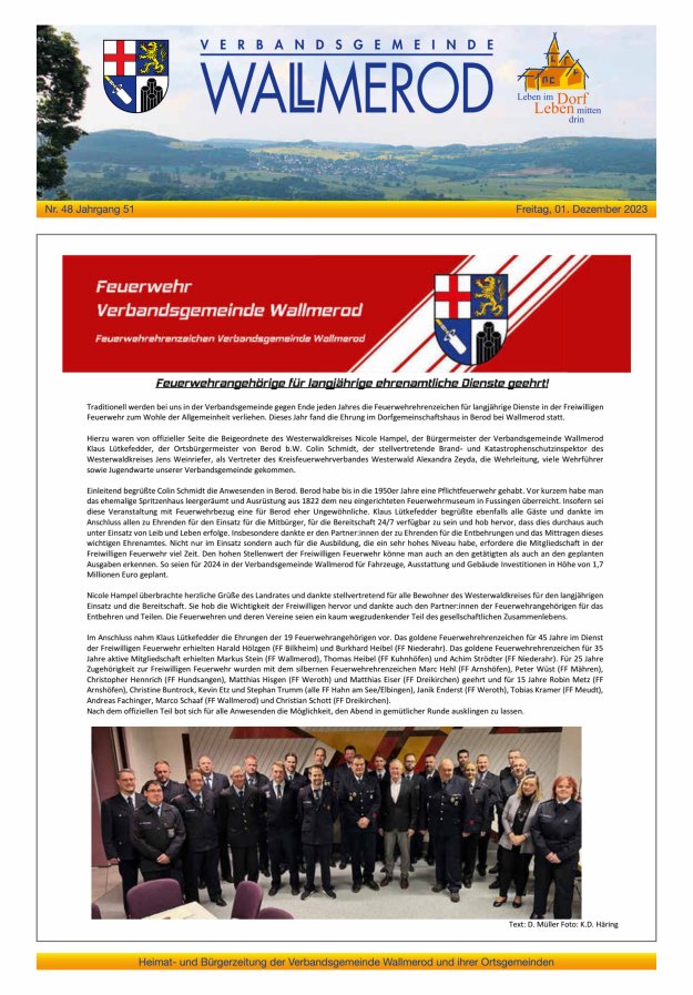 Wir über uns - Verbandsgemeinde Wallmerod Titelblatt 48/2023