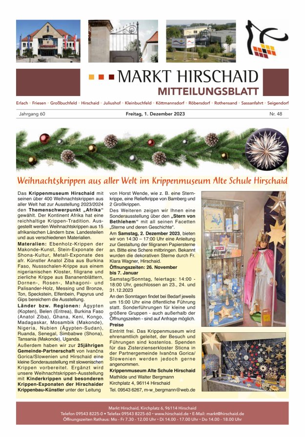 Mitteilungsblatt Markt Hirschaid Titelblatt 48/2023