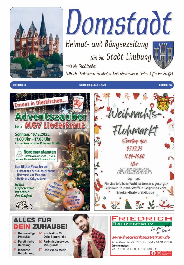 Domstadt - Heimat- und Bürgerzeitung für die Stadt Limburg Titelblatt 48/2023
