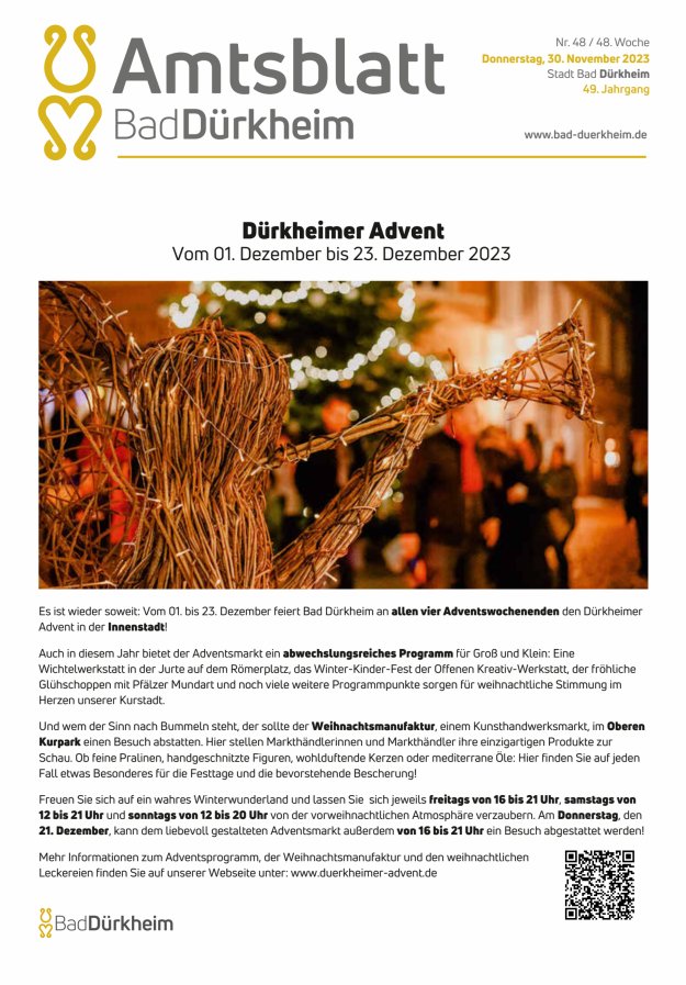 Bad Dürkheimer Woche Titelblatt 48/2023