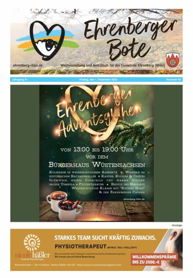 Ehrenberger Bote Titelblatt 48/2023